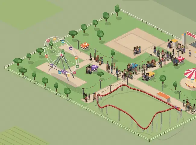 Lunaparkta dönme dolap dönüyor, ziyaretçiler dolaşıyor
